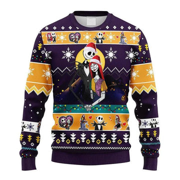 Jack And Sally In Love Nightmare Before Christmas Ugly Sweater Moonbestprint