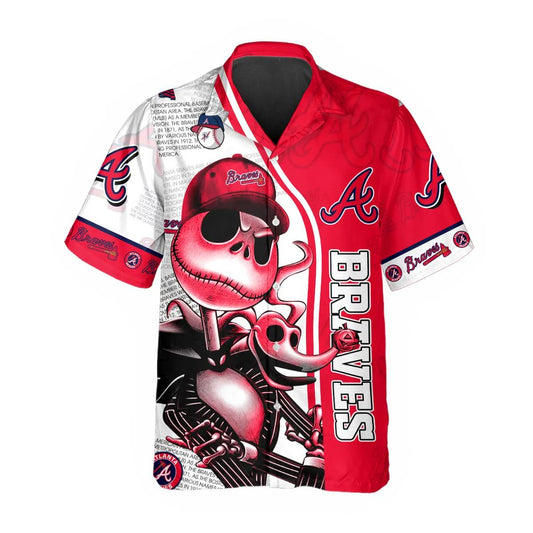 Jack Skeleton Atlanta Braves Hawaiian Shirt, Atlanta Braves Aloha Shirt, MLB Hawaiian Shirt Moonbestprint