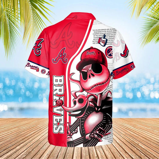 Jack Skeleton Atlanta Braves Hawaiian Shirt, Atlanta Braves Aloha Shirt, MLB Hawaiian Shirt Moonbestprint
