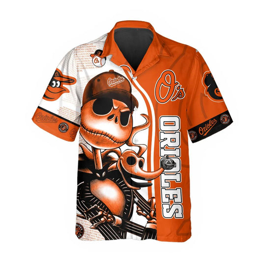 Jack Skeleton Baltimore Orioles Hawaiian Shirt, Baltimore Orioles Aloha Shirt, MLB Hawaiian Shirt Moonbestprint