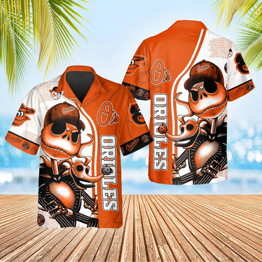 Jack Skeleton Baltimore Orioles Hawaiian Shirt, Baltimore Orioles Aloha Shirt, MLB Hawaiian Shirt Moonbestprint