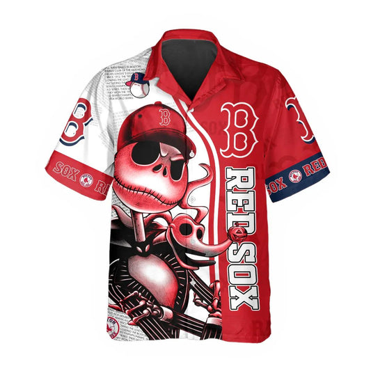 Jack Skeleton Boston Red Sox Hawaiian Shirt, Red Sox Aloha Shirt, MLB Hawaiian Shirt Moonbestprint