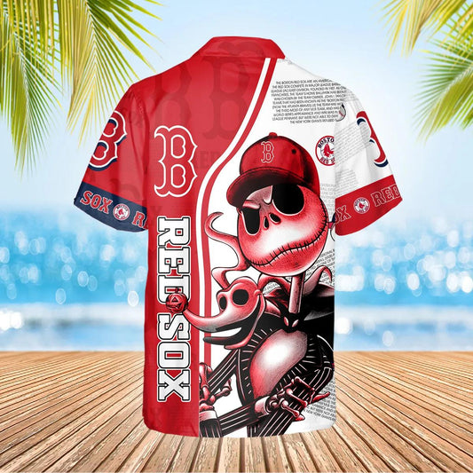 Jack Skeleton Boston Red Sox Hawaiian Shirt, Red Sox Aloha Shirt, MLB Hawaiian Shirt Moonbestprint