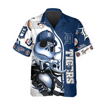 Jack Skeleton Detroit Tigers Hawaiian Shirt, Detroit Tigers Aloha Shirt, MLB Hawaiian Shirt Moonbestprint
