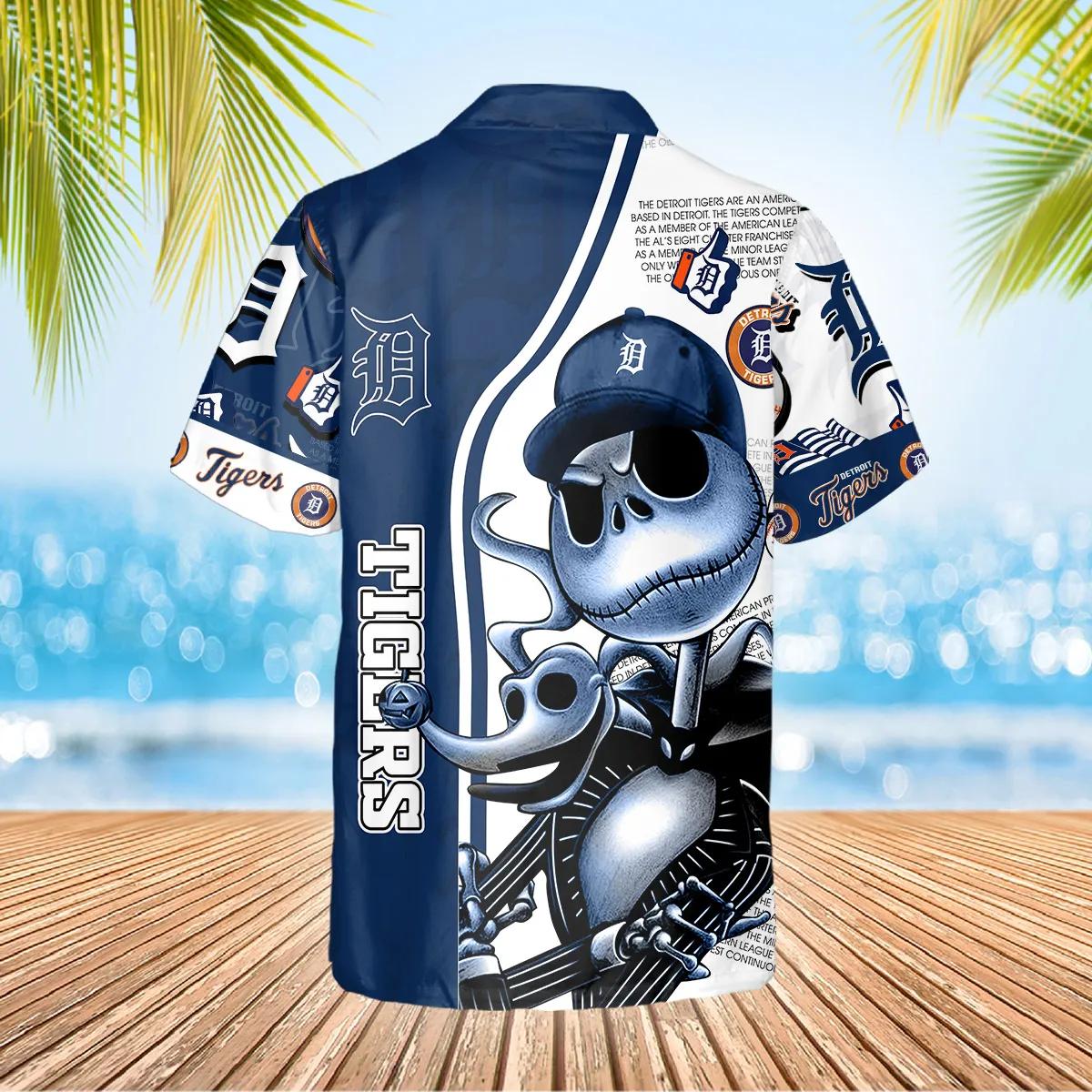 Jack Skeleton Detroit Tigers Hawaiian Shirt, Detroit Tigers Aloha Shirt, MLB Hawaiian Shirt Moonbestprint
