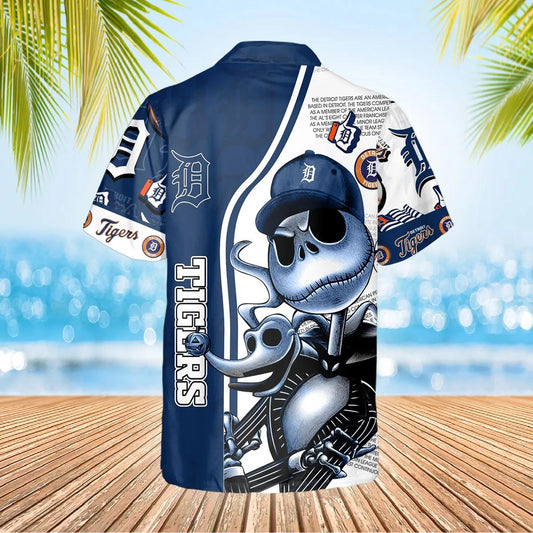 Jack Skeleton Detroit Tigers Hawaiian Shirt, Detroit Tigers Aloha Shirt, MLB Hawaiian Shirt Moonbestprint