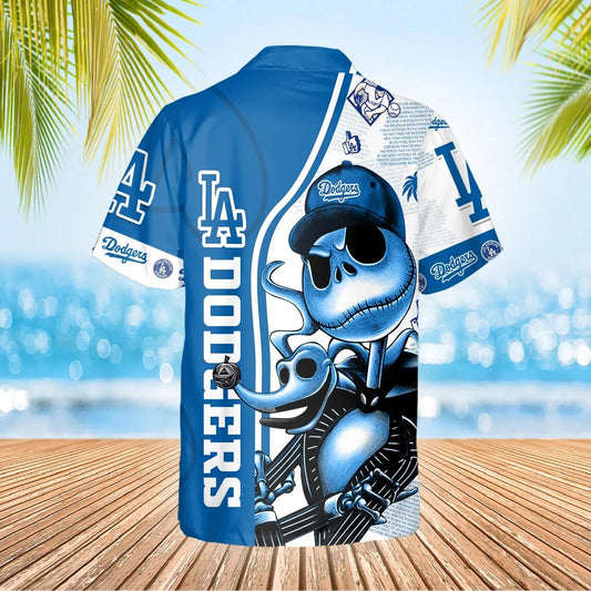 Jack Skeleton Los Angeles Dodgers Hawaiian Shirt, Dodgers Aloha Shirt, MLB Hawaiian Shirt Moonbestprint