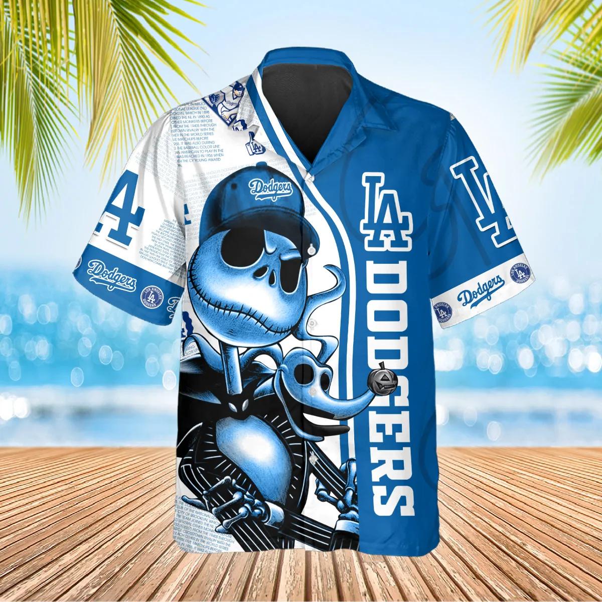 Jack Skeleton Los Angeles Dodgers Hawaiian Shirt, Dodgers Aloha Shirt, MLB Hawaiian Shirt Moonbestprint