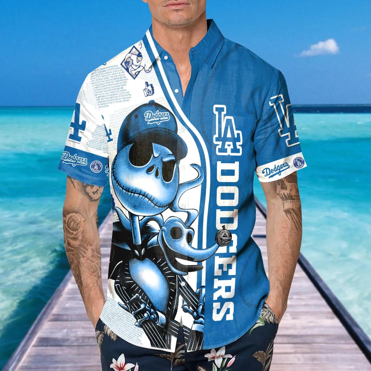 Jack Skeleton Los Angeles Dodgers Hawaiian Shirt, Dodgers Aloha Shirt, MLB Hawaiian Shirt Moonbestprint