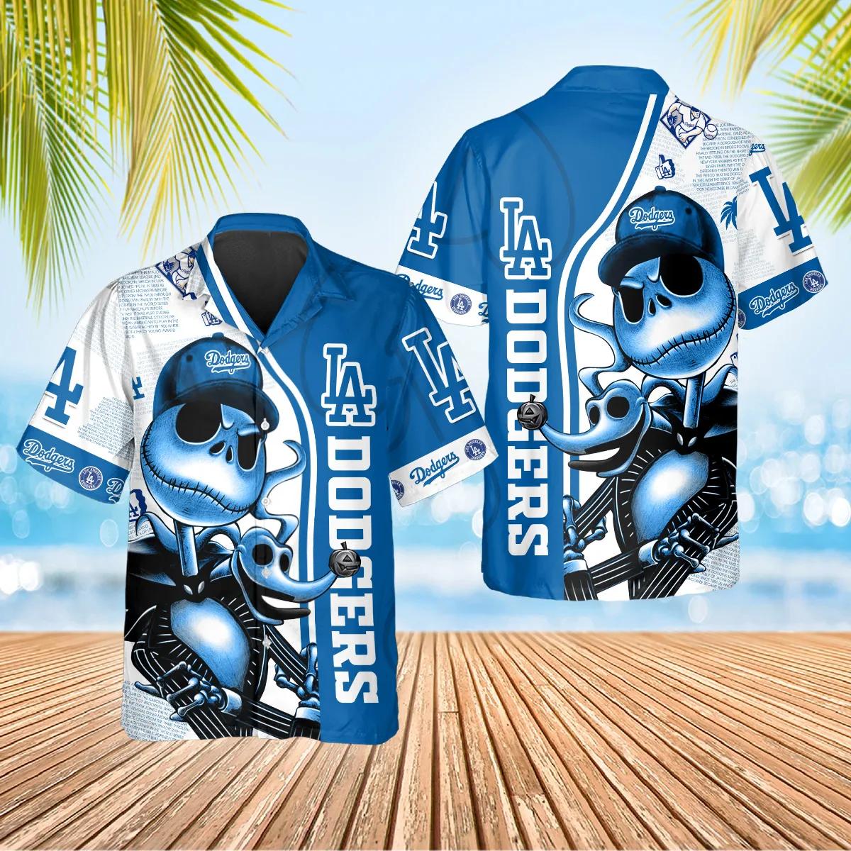 Jack Skeleton Los Angeles Dodgers Hawaiian Shirt, Dodgers Aloha Shirt, MLB Hawaiian Shirt Moonbestprint