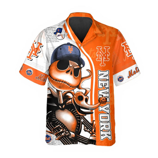 Jack Skeleton New York Mets Hawaiian Shirt, New York Mets Aloha Shirt, MLB Hawaiian Shirt Moonbestprint