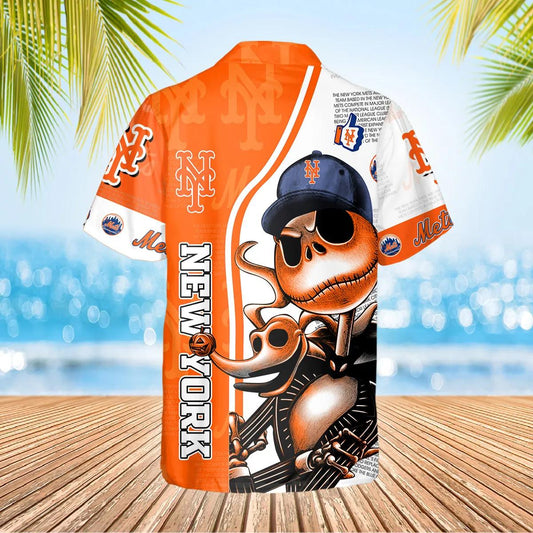 Jack Skeleton New York Mets Hawaiian Shirt, New York Mets Aloha Shirt, MLB Hawaiian Shirt Moonbestprint