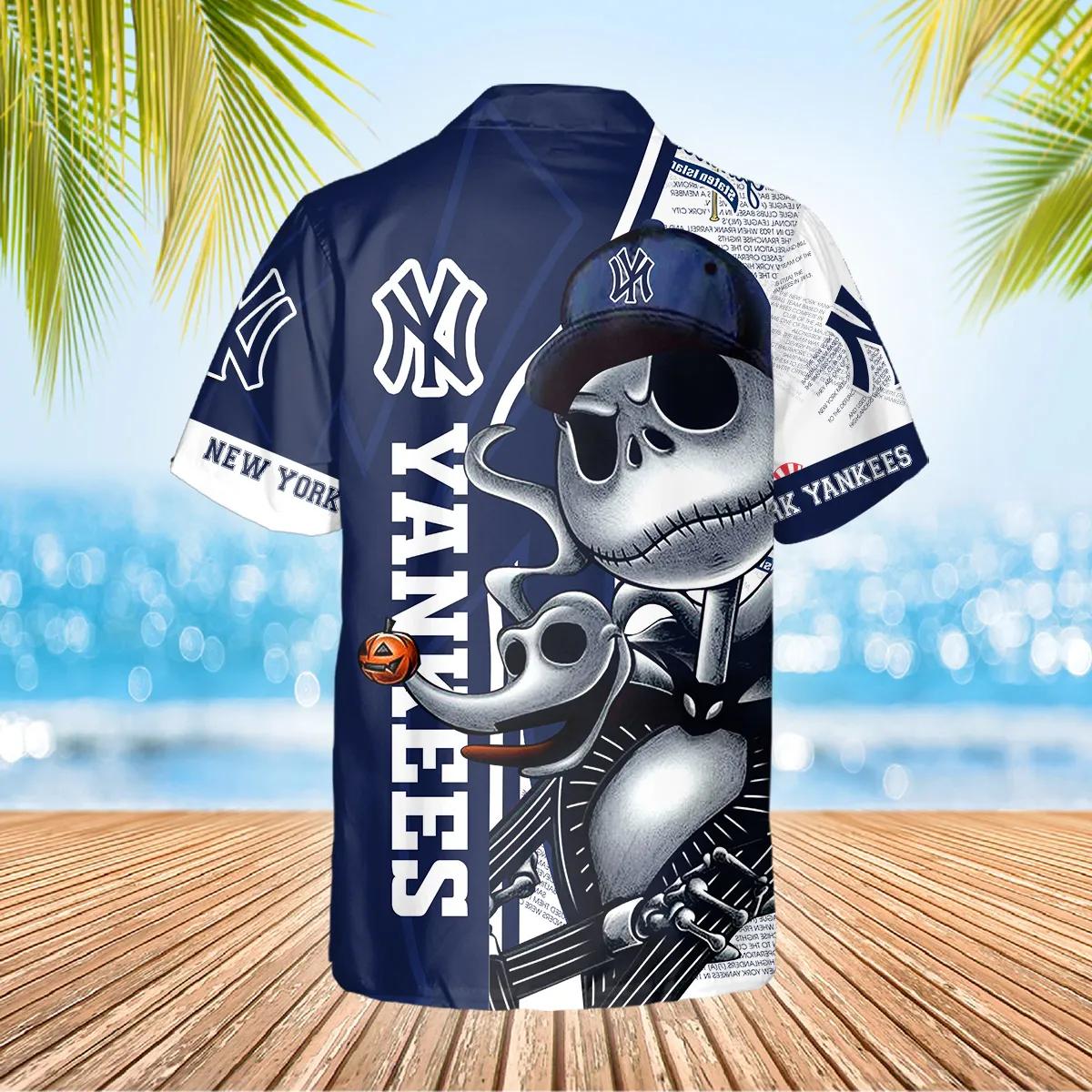 Jack Skeleton New York Yankees Hawaiian Shirt, Hawaiian Yankees Shirt, MLB Hawaiian Shirt Moonbestprint