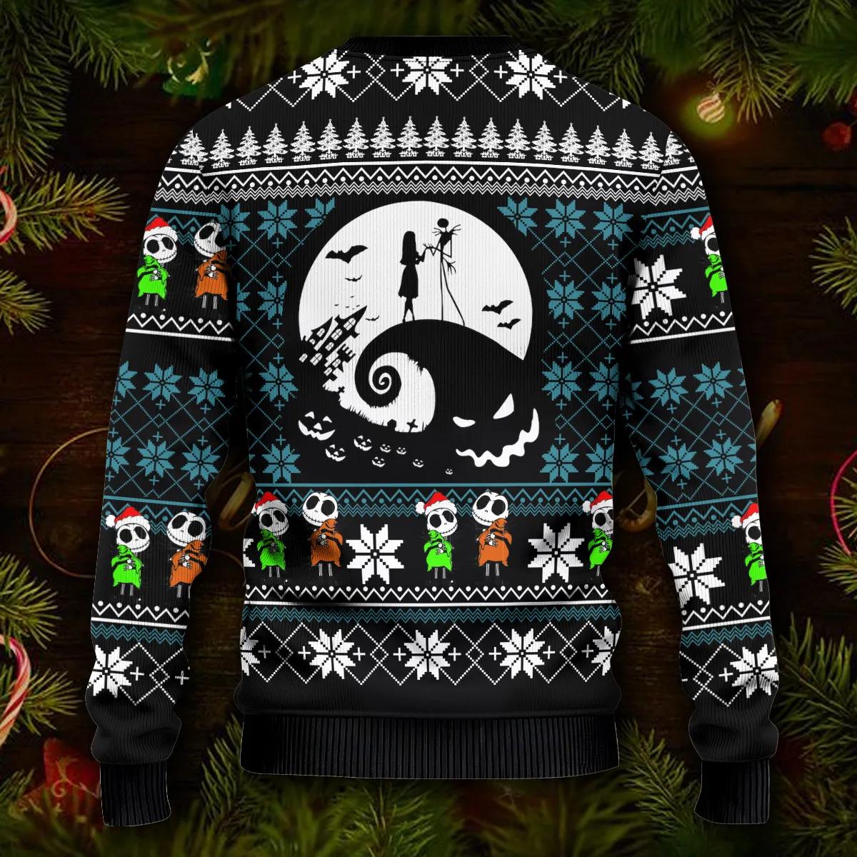 Jack Skeleton Nightmare Before Christmas Sweatshirt, Skull Xmas Sweater Moonbestprint
