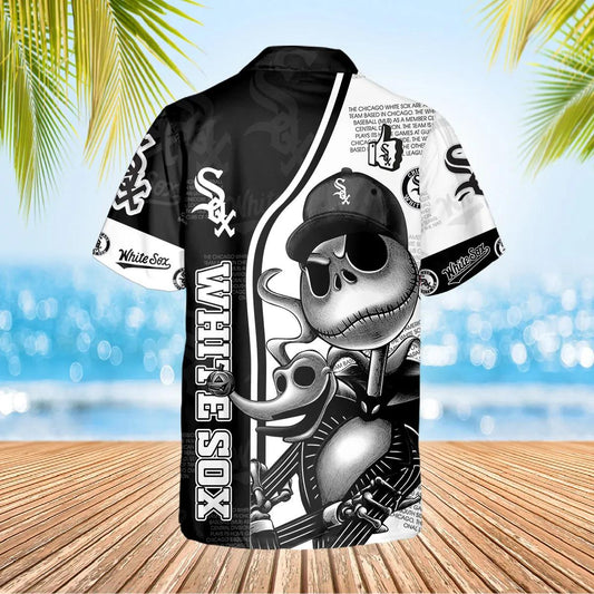 Jack Skeleton White Sox Hawaiian Shirt, White Sox Aloha Shirt, MLB Hawaiian Shirt Moonbestprint