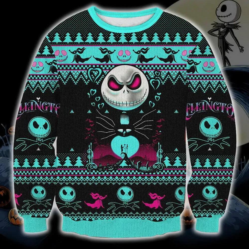 Jack Skellington 3D Print Christmas Sweater, The Nightmare Before Christmas Ugly Sweater Moonbestprint