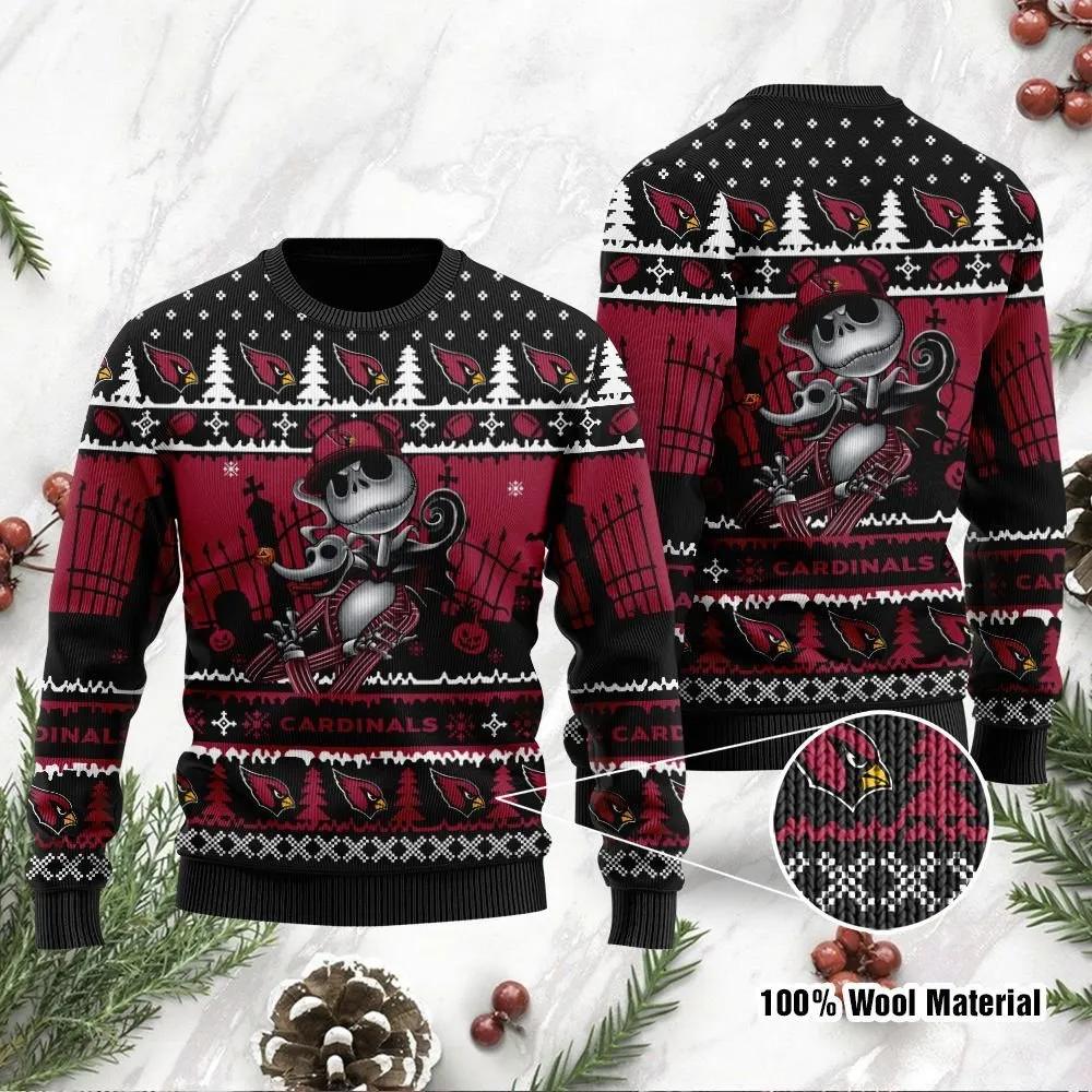 Jack Skellington Arizona Cardinals Ugly Christmas Sweater, NFL Christmas Sweater Moonbestprint