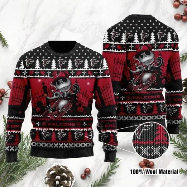 Jack Skellington Atlanta Falcons Ugly Christmas Sweater, NFL Christmas Sweater Moonbestprint