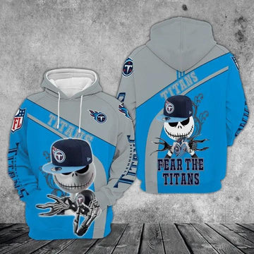 Jack Skellington Hold Helmet Tennessee Titans 3D Hoodie, NFL Hoodie Moonbestprint