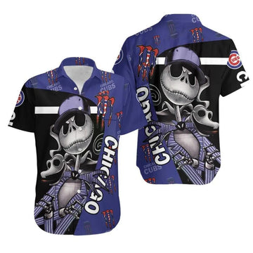 Jack Skellington Monster Energy Logo Chicago Cubs Hawaiian Shirt, MLB Hawaiian Shirt Moonbestprint