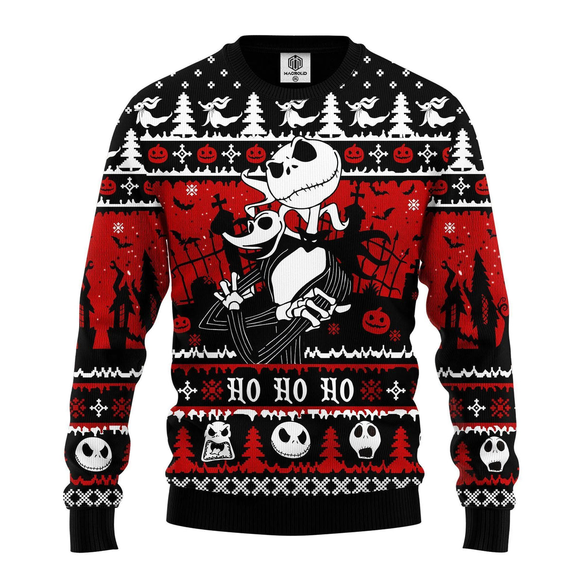 Jack and Zero Nightmare Ugly Christmas Sweater, Skeleton Sweater Moonbestprint