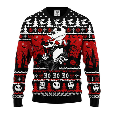 Jack and Zero Nightmare Ugly Christmas Sweater, Skeleton Sweater Moonbestprint