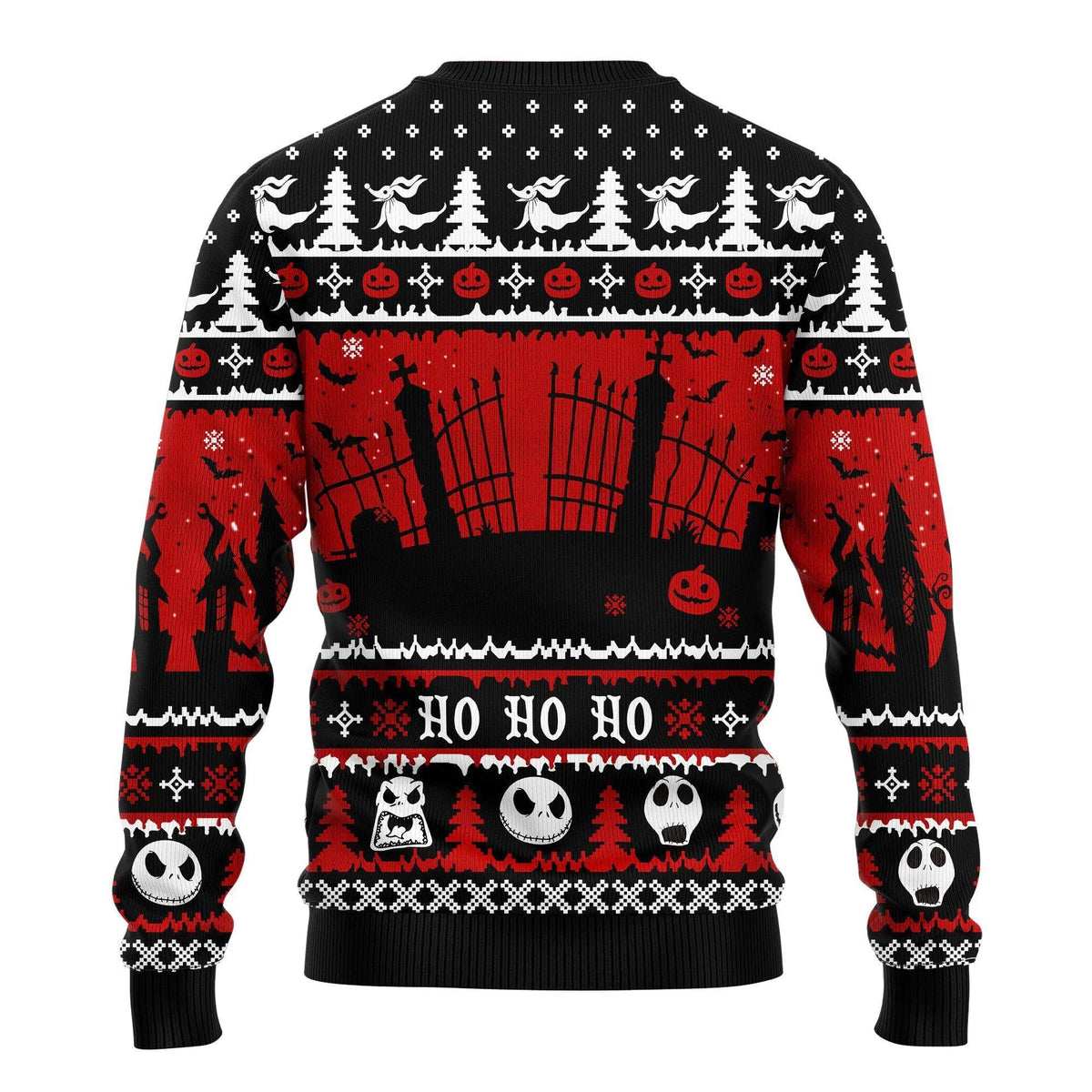 Jack and Zero Nightmare Ugly Christmas Sweater, Skeleton Sweater Moonbestprint