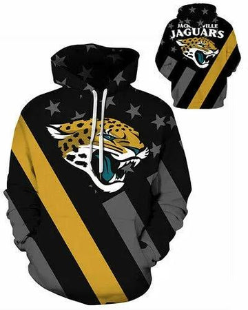 Jacksonville Jaguars American Flag Black 3D Hoodie, NFL Hoodie Moonbestprint