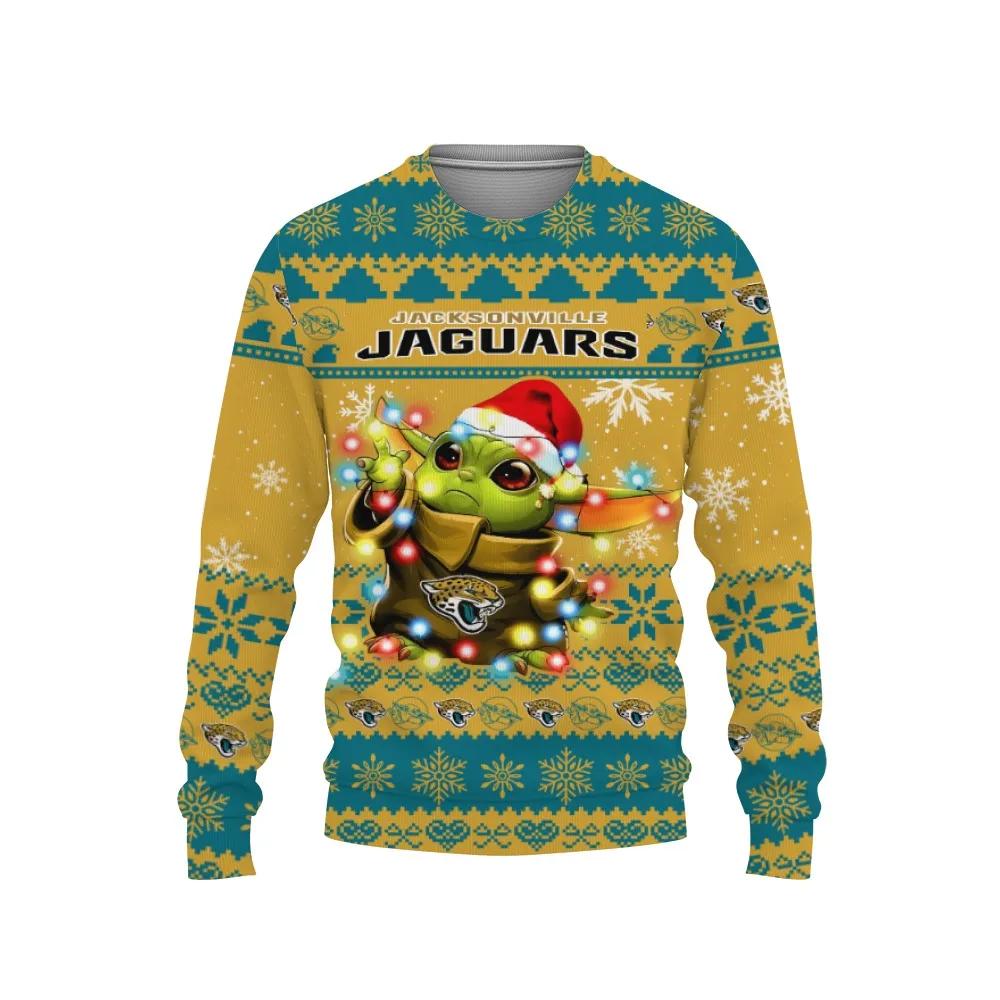 Jacksonville Jaguars Baby Yoda Star Wars Ugly Christmas Sweater, NFL Christmas Sweater Moonbestprint