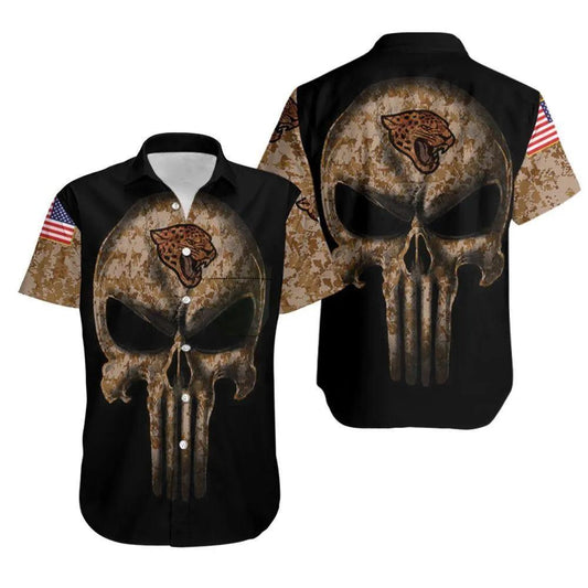 Jacksonville Jaguars Camouflage Skull Hawaiian Shirt, NFL Hawaiian Shirt Moonbestprint