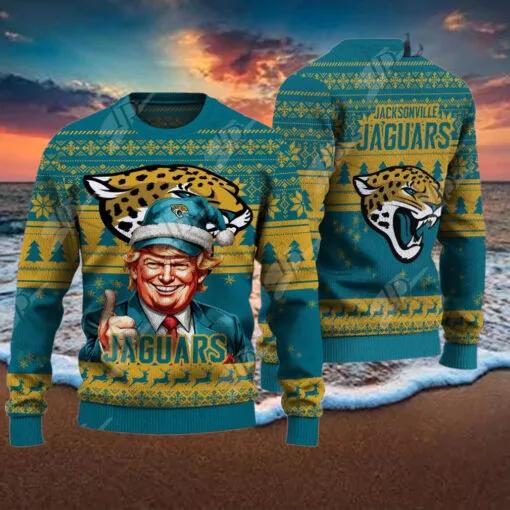 Jacksonville Jaguars Christmas Donald Trump Ugly Christmas Sweater, NFL Chritsmas Sweater Moonbestprint