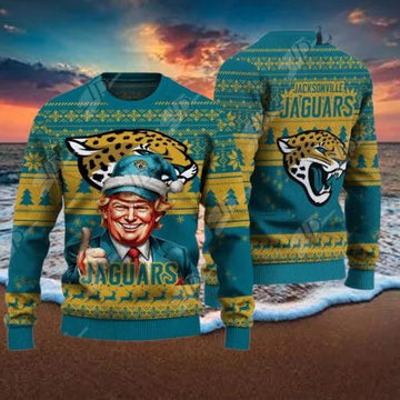 Jacksonville Jaguars Christmas Donald Trump Ugly Christmas Sweater, NFL Chritsmas Sweater Moonbestprint