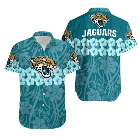 Jacksonville Jaguars Flower And Logo Hawaiian Shirt, NFL Hawaiian Shirt Moonbestprint