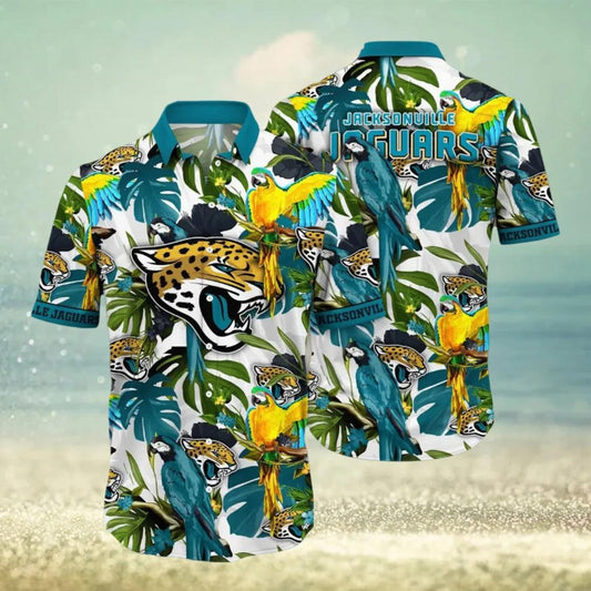 Jacksonville Jaguars Flower Colorful Hawaiian Shirt, NFL Hawaiian Shirt Moonbestprint