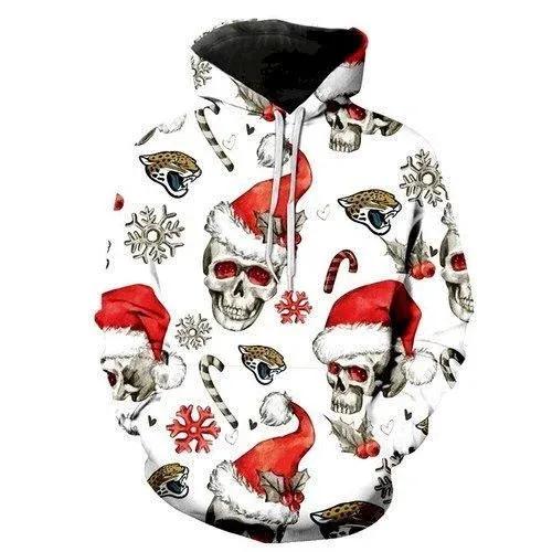 Jacksonville Jaguars Football Christmas Skull 3D Hoodie, NFL Hoodie Moonbestprint