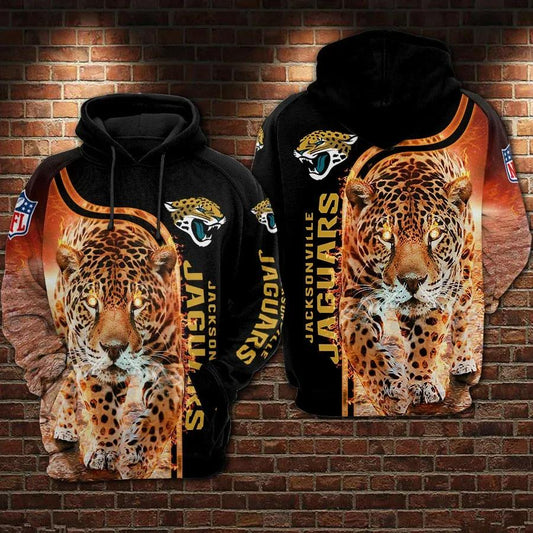 Jacksonville Jaguars Football Tiger Fire 3D Hoodie, NFL Hoodie Moonbestprint