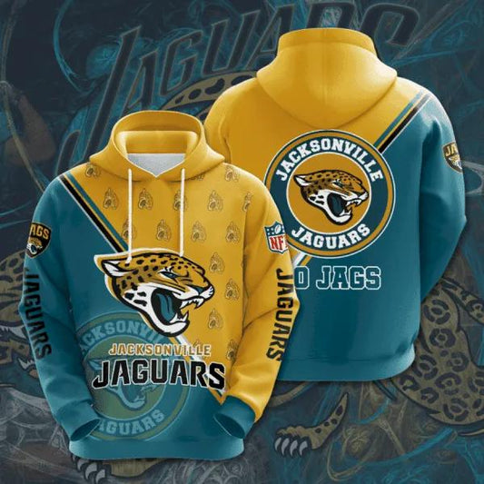 Jacksonville Jaguars Football Yellow And Blue 3D Hoodie, NFL Hoodie Moonbestprint