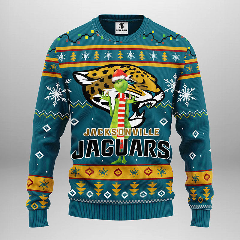 Jacksonville Jaguars Funny Grinch Ugly Christmas Sweater, Grinch Xmas Sweater Moonbestprint