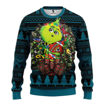 Jacksonville Jaguars Grinch Hug Ugly Christmas Sweater, Grinch Xmas Sweater Moonbestprint