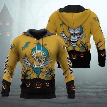 Jacksonville Jaguars Halloween 3D Apparel, NFL Hoodie Moonbestprint