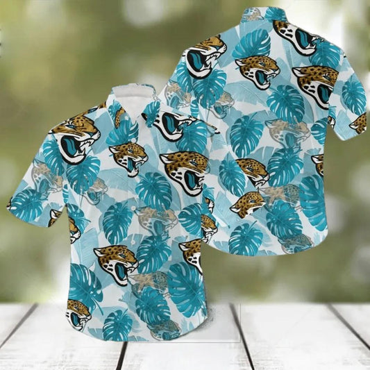 Jacksonville Jaguars Logo Leaf 3D Hawaiian Shirt, NFL Hawaiian Shirt Moonbestprint