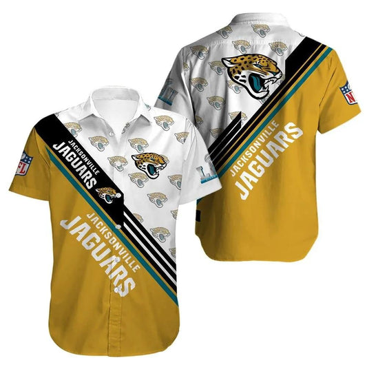 Jacksonville Jaguars Logo Pattern Hawaiian Shirt 3, NFL Hawaiian Shirt Moonbestprint