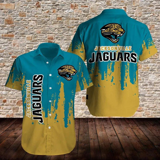 Jacksonville Jaguars Logo Pattern Hawaiian Shirt 2, NFL Hawaiian Shirt Moonbestprint