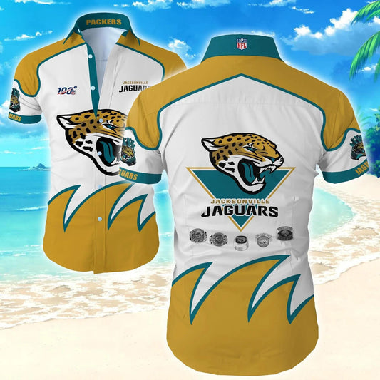 Jacksonville Jaguars Logo Pattern Hawaiian Shirt, NFL Hawaiian Shirt Moonbestprint
