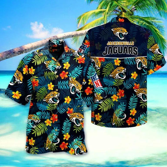 Jacksonville Jaguars Logo Summer Hawaiian Shirt, NFL Hawaiian Shirt Moonbestprint