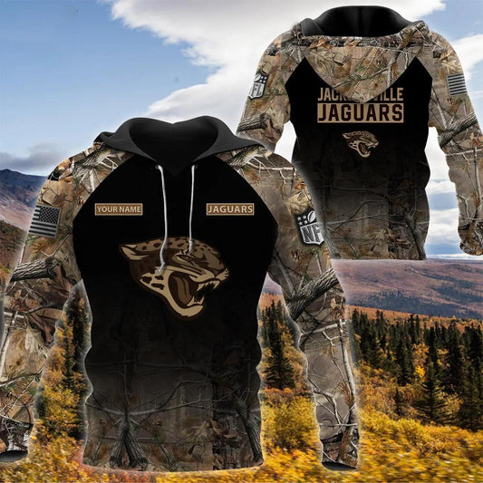 Jacksonville Jaguars Personalized Hunting Camo 3D Hoodie, NFL Hoodie Moonbestprint