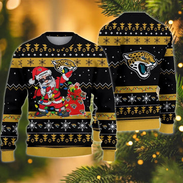 Jacksonville Jaguars Santa Claus Dabbing Ugly Christmas Sweater, NFL Christmas Sweater Moonbestprint