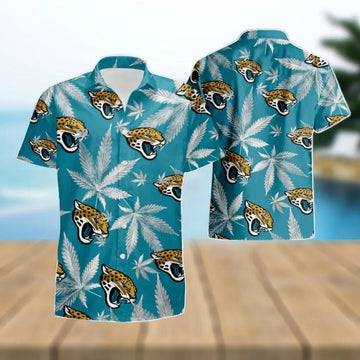 Jacksonville Jaguars Weed Teal Hawaiian Shirt, NFL Hawaiian Shirt Moonbestprint