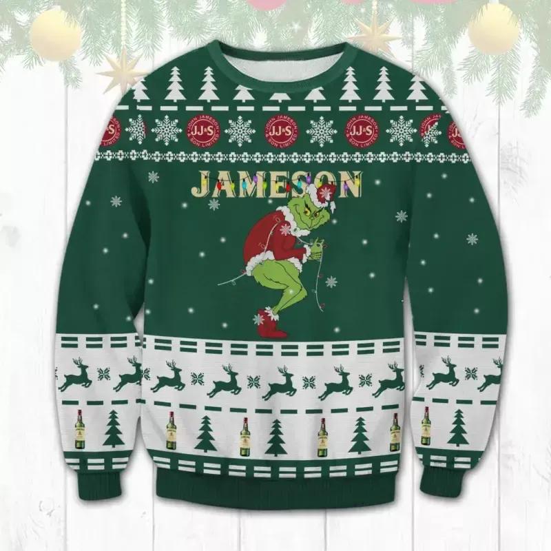 Jameson Grinch Christmas Light Ugly Christmas Sweater, Grinch Holiday Sweater Moonbestprint