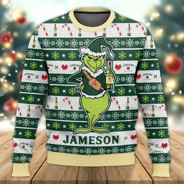 Jameson Grinch Ugly Sweater, Grinch Holiday Sweater Moonbestprint